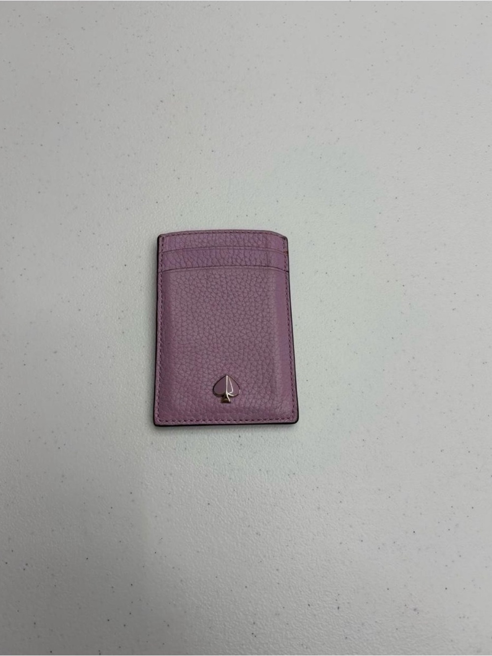 Kate Spade New York lilac leather card holder with textured pebbled finish